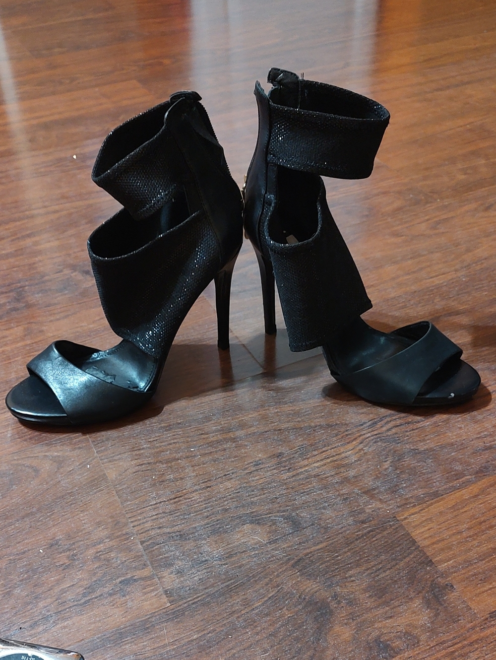 Guess Black Wrap Ankle High Heel Sandals
